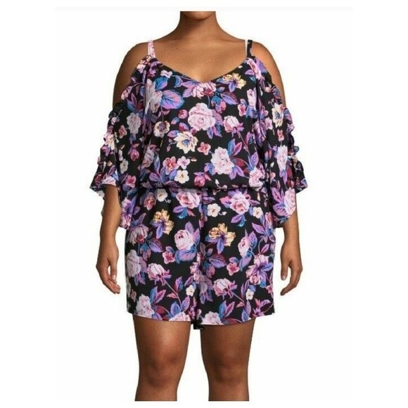 BOLD elements Artistic‎ Rose Black Floral Romper - Picture 1 of 5